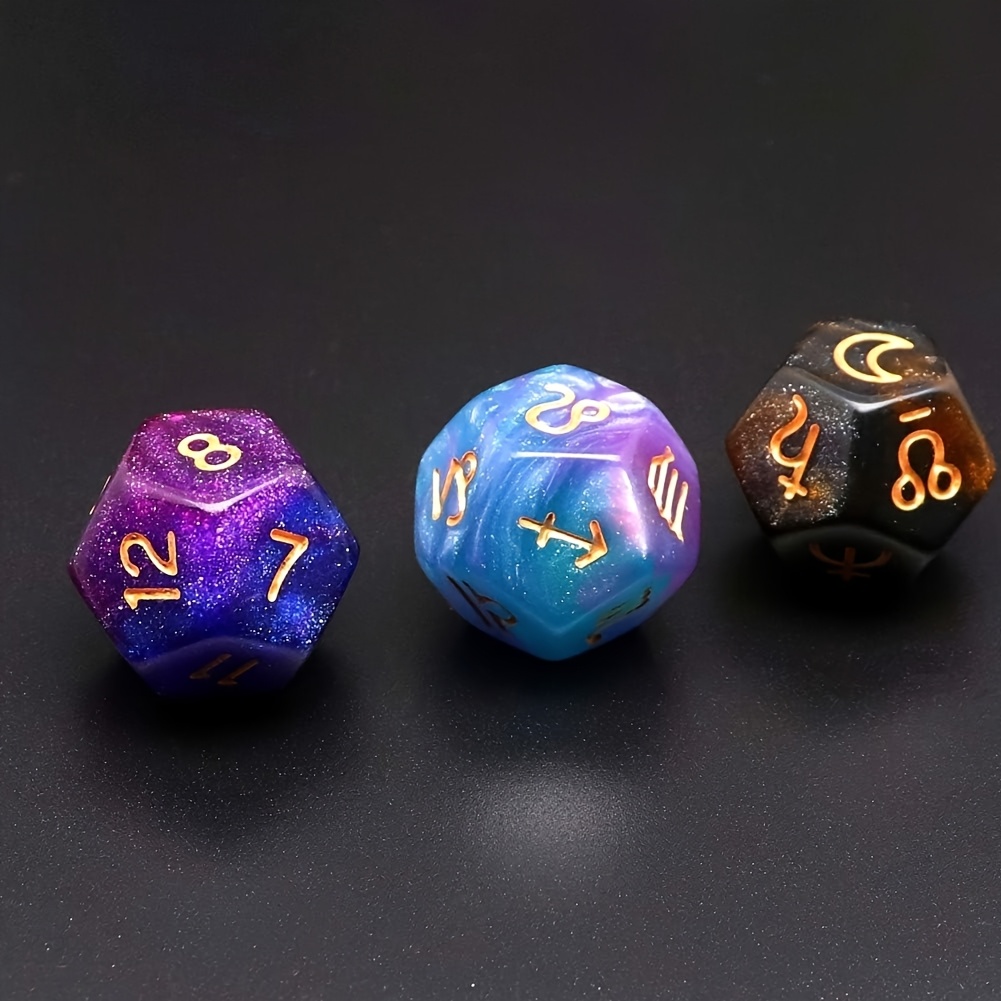 4pcs Astrology Dice Set with Acrylic Pearl Zodiac Dice